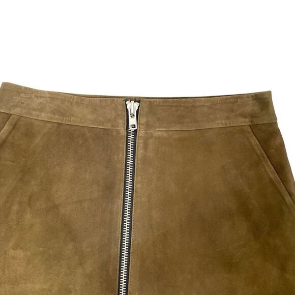 NEW Muubaa Impala Suede front‎ zip Mini Skirt Size  US 6 - Picture 5 of 8